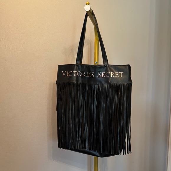 Victoria's Secret Black Fringe Tote with Cascading Tassels - Picture 1 of 12